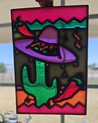 CACTUS WITH HAT PEPPER SUNCATCHER SOUTHWEST SUN CATCHER Cinco De Mayo