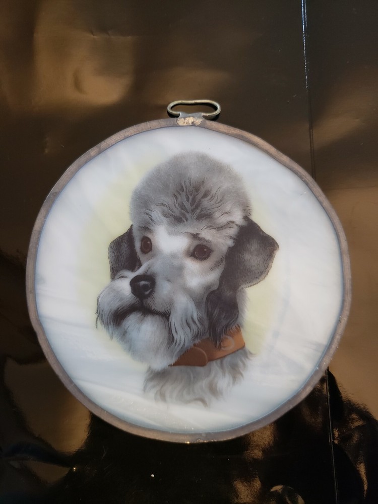 Stained Glass Dog Poodle Portrait Suncatcher