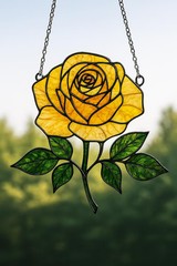 Yellow Rose Flower Suncatcher Acrylic Window Decor Gift