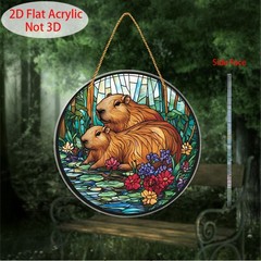 Vintage Capybara Acrylic Suncatchers Rustic Wall Decor Serene Garden Home Accent