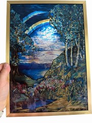 Louis Comfort Tiffany Double Rainbow Iris Stained Glass Suncatcher Glassmasters