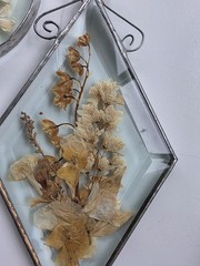 Vintage Pressed Flowers Beveled Glass Sun Catchers lot 0f 3