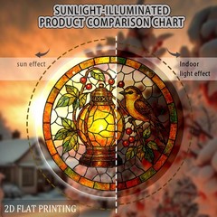 2D Flat Acrylic Panel Sun Catcher Lanterns Birds Window Hanging for Living Room