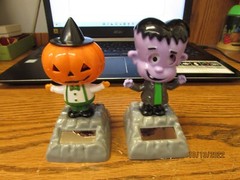2 Solar Powered Dancing Halloween Home Decor Jack-O-Lantern, Frankenstein