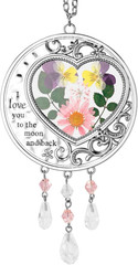 I Love You Mom Suncatcher with Pressed Flower Mother’S Day Heart Shape Stained G