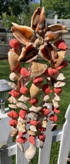 VTG Hanging Shell Chandelier/Windchimes Red Accents 17″