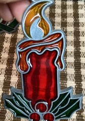 Christmas Stained Glass Suncatchers 9 Vintage Holly Bells Tree Candle Cat Santa