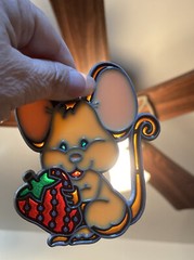 2 Vintage Mouse Sun-catchers One With Strawberry and One Cooking