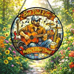 Best Dad Ever Fathers Day Stained Glass Suncatcher