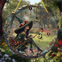 Brand New 1 PC Creative Moonlight Witch Suncatcher Round Acrylic Decoration