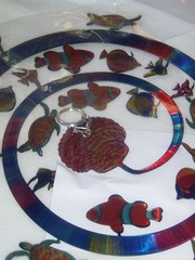 EySpi Hanging Metal Spiral Mobile Art Decor TROPICAL FISH- LARGE (11.75×16.75)