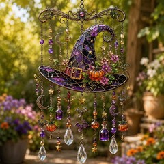 New Halloween Suncatcher Wind Black Cat Ghost Sunshine Catcher Wind Chime