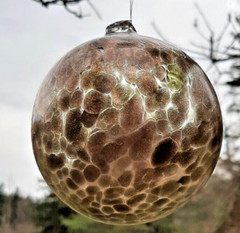 4″ Diameter Hanging Glass Ball Clear With Sparkly Metallic Gold Spots HB21-3