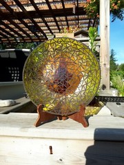 Yellow and Amber stained glass mosaic suncatcher