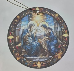 Holy Night Stained Glass Religious Suncatcher & Holiday Christmas Ornament Gift