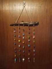 Handmade Glass Bead driftwood suncatcher/windchimes-Boho window Decor-free ship