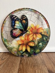Vibrant Lightweight Acrylic Butterfly with Flowers Suncatcher