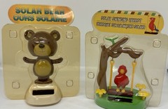 Solar Dancing Bear, Parrot Tree Swinging Red Brown Bobblehead Sun Catcher