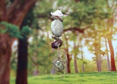 Hanging Nautical Garland Clear Glass Float Shells (1 Garland approx. 18 x 5 in)
