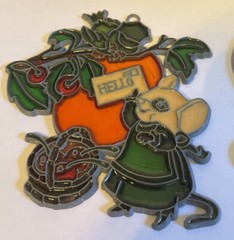 2 Vintage Mouse Sun-catchers One With Strawberry and One Cooking