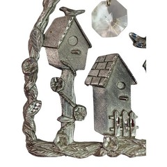 Spoontiques Pewter Ornament Suncatcher Prism Birdhouses 3″ #2387