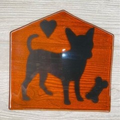 Stained glass sun catcher window art / orniment / coaster handmade chihuahua dog