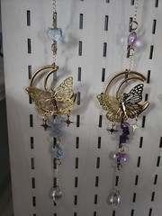 Bohemian Butterfly Star Crescent Moon Crystal Metal Suncatcher Mobile Decor