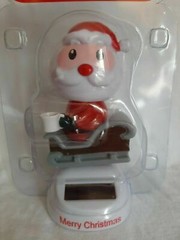 NEW Solar Powered Dancing Winter Christmas Santa Claus on Sleigh Bobble Head Toy
