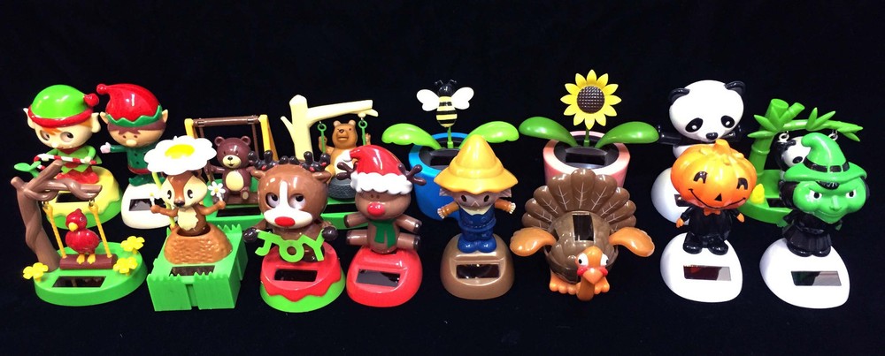 Solar Power Bobbleheads Figures Figurines Moving Dancing Animal Seasonal Holiday