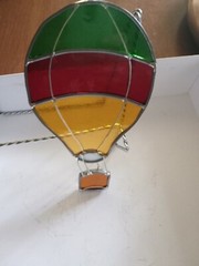 Stained Glass Hot Air Balloon Leaded Vintage 90’s 8 ” x 4″ Embellished Design
