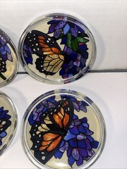Vintage Joan Baker Designs Stained Glass Monarch Butterfly Wings Set Of 4 Boxed
