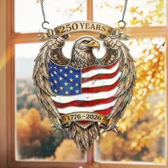 Retro USA 250th Anniversary Hologram Suncatcher Ornament