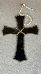 Vintage Purple Stained Glass Cross Suncatcher Christian Window Hanging