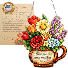 Mom Flower Bouquet Suncatcher – Acrylic Floral Window Hanging Ornament for Mom,