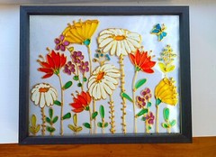 Meadow 10×8 Wild flowers Glass painting Painted glass Glass art Sun catcher