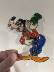Kurt Adler Stained Glass-Plastic Goofy Suncatcher Ornament Plastic Vtg 1983 .1