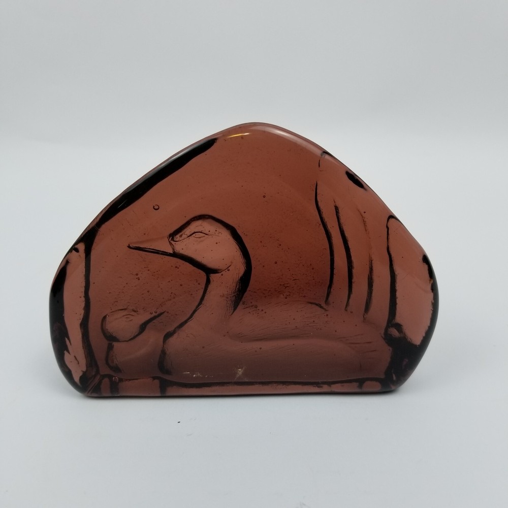 Brown Duck Duckling Pressed Art Glass Suncatcher Window Sill Shelf Sitter 3 1/4″