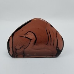 Brown Duck Duckling Pressed Art Glass Suncatcher Window Sill Shelf Sitter 3 1/4″