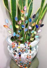 Stained Glass Flower Garden Stake Stems Suncatchers (x5 Multicolor)