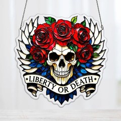 Liberty Skull Rose Decorative Suncatcher Ornament