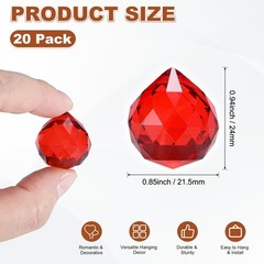 20-Pack Crystal Ball Prisms, 24mm/0.94 Inch Pendant Hanging [Bright Red]