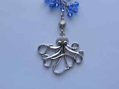 OCTOPUS NAUTICAL CRYSTAL BEADS AUTO CAR CHARM KEY CHAIN PURSE CHARM BAG CHARM