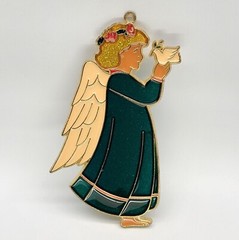 ⭐️ Angel w/ White Dove Stained Glass Style Suncatcher Nightlight Cover Shade