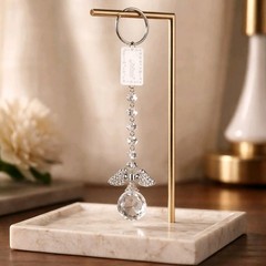 Angel Wing Crystal Suncatcher Keychain Prism Crystal Ball Gift Gold Silver NEW