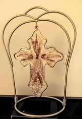 Handmade Pressed Wildflower Suncatchers & Stand-Cross & Bonus Circular Piece