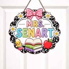 Personalized Custom Teacher Wall Sign with Rope Decor