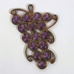 Vintage Stained Glass Copper Soldered Grapes Cluster Sun Catcher