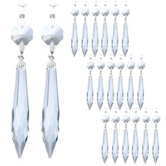 20Pcs Chandelier Icicle Crystal Prisms with Bead Crystals Lighting Lamp Parts…