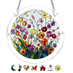 Colorful Wildflower Garden Acrylic Puzzle Suncatcher Home Window Wall Decor