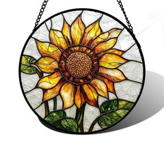 Sunflower Stained Glass Suncatcher for Home Decor Perfect Gift Idea 7.8×7.8 in